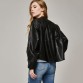 ESCALIER Womens Casual Bomber Jacket PU Leather Spring Autumn Fashion 