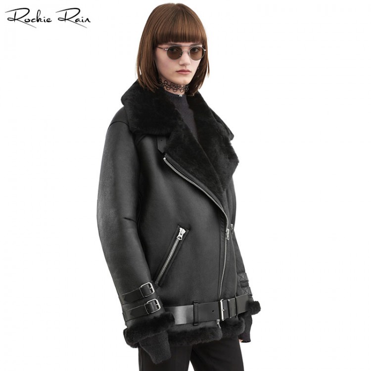 Rockie Rain Womens Oversized Genuine Leather Bomber Jacket Real ...