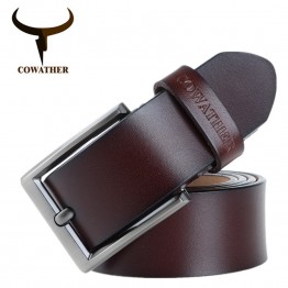 COWATHER Mens Genuine Leather Belt Fashion Pin Buckle Classic Vintage Design