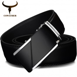COWATHER Mens Genuine Leather Belt Automatic Ratchet Buckle High Quality Modern Design