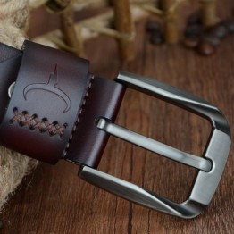 COWATHER Mens Genuine Leather Belt Vintage Style Pin Buckle High Quality Fashion Cinturones Hombre