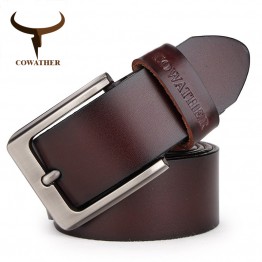 COWATHER Mens Genuine Cowskin Leather Belt Pin Buckle Waist Sizes 30-52 
