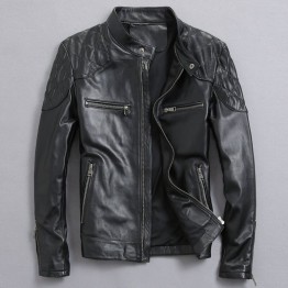 Mens Real Leather Jacket Genuine Sheepskin Leather Cotton Lining Top Quality Fall Winter Fashion