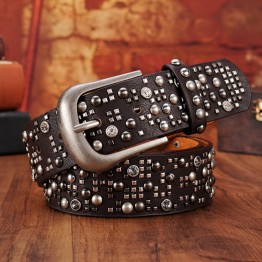ECHAIN Genuine Leather Designer Belt Vintage Style High Quality Handmade Strap Luxury Designer