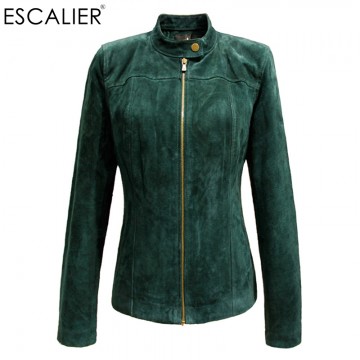 ESCALIER Autumn Women Genuine Leather Jackets Casual Pigskin Plus Size Outerwear Green Long Sleeve Women Basic jacket Coats32653198833
