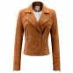 ESCALIER Womens Genuine Leather Motorcycle Jacket Soft Pigskin Suede Top Quality Short Outerwear