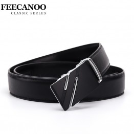 FEECANOO Mens Genuine Leather Luxury Belt Automatic Metal Buckle Top Quality Famous Brand