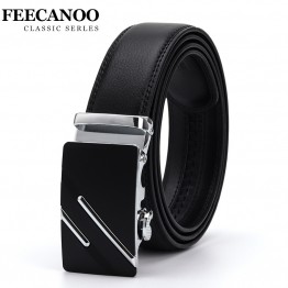 FEECANOO Mens Genuine Leather Luxury Belt Automatic Metal Buckle Top Quality Famous Brand