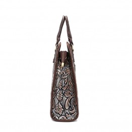 SEVEN SKIN Ladies Genuine Leather Handbag Casual Floral Print Large Luxury Tote Bag