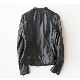GOURS Womens Genuine Leather Motorcycle Jacket Classic Ladies Sheepskin Coat Spring Fashion 