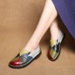 Handmade Soft Leather Shoes Womens Casual Flats Flower Round Toe Shoes 