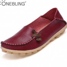 ONEBLING Womens Genuine Leather Fashion Shoes Lace Up Casual Flats Non Slip Outdoor Shoes Plus Sizes 34-44