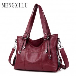 MENGXILU Womens Large Faux Leather Handbag Plaid Pattern Designer Casual Tote Ladies Shoulder Bag