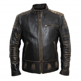 MAPLESTEED Mens Genuine Leather Vintage Motorcycle Jacket 100% Real Cowhide Biker Style Coat Sizes Up To 5XL