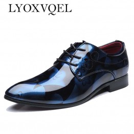 LYOXVQEL Mens Patent Leather Dress Shoes Luxury Fashion Oxfords Grooms Wedding Shoes Sizes 38-48 