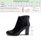 Meotina Womens Genuine Leather Zip Ankle Boots Thick High Heel Handmade Martin Boots Autumn Winter Footwear