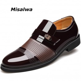 Misalwa Mens Microfiber Leather Quality Shoes Hollowed Out Formal Oxfords Breathable Business Shoes Sizes 37-46