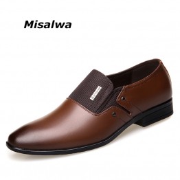 Misalwa Mens Genuine Leather Formal Wedding Shoes Pointy Toe Dress Oxfords Luxury Loafers Spring Autumn Big Sizes 38-47