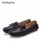 dobeyping New Genuine Leather Womens Boat Shoes Warm Slip On Moccasins Plush Fur Loafers Winter Flats Sizes 35-41