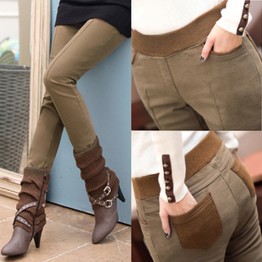 GUORAN Womens Faux Leather Cotton Pencil Pants High Elastic Waist Warm Skinny Jeggings Sizes S-4XL