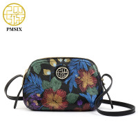 Pmsix Womens Genuine Leather Shoulder Bag Vintage Floral Design Soft Cowhide Leather Small Crossbody Purse