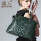 Qiwang Womens Genuine Leather Luxury Handbag Crocodile Style Pattern Large Fashion Purse