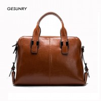 GESUNRY Womens Genuine Leather Handbag High Quality Luxury Messenger Bag Designer Ladies Purse