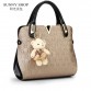 SUNNY SHOP Womens 2 Purse Set with Toy Bear Casual PU Leather Embossed Handbag High Quality Fashion Shoulder Bag