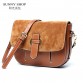 SUNNY SHOP Womens Genuine Leather Small Messenger Bag Vintage Designer Shoulder Bag Ladies Crossbody Purse 