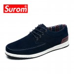 SUROM Mens Luxury Suede Shoes Casual Lace Up Loafers New Spring Fashion Sneakers