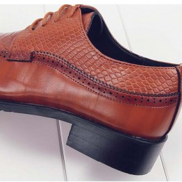 LYOXVQEL Fashion PU Leather Mens Dress Shoes Pointed Toe Bullock Oxfords Luxury Lace Ups