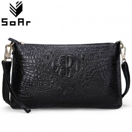 SoAr Womens Genuine Leather Crocodile Pattern Purse Small Crossbody Handbag Ladies Fashion Clutch