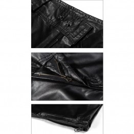 Vogue Anmi Mens Faux Leather Slim Fit Pants High Quality Twill Straight Fit Zipper Fly