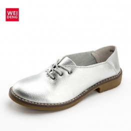 WeiDeng Womens Genuine Leather Flats Lace Up Casual Shoes Sapatos Femininos Fashion Sapatilhas Femininos Sapatilha