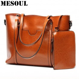 MESOUL Womens Genuine Leather Handbag Vintage Shoulder Bag Designer Crossbody Purse Ladies Casual Tote