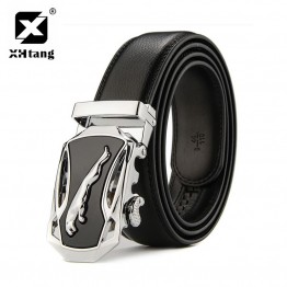 XHTANG Mens Genuine Leather Belt Automatic Buckle Luxury Fashion Brand 